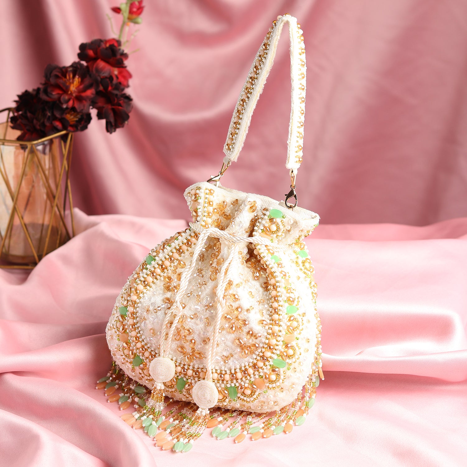 Pearlina White Potli Bag