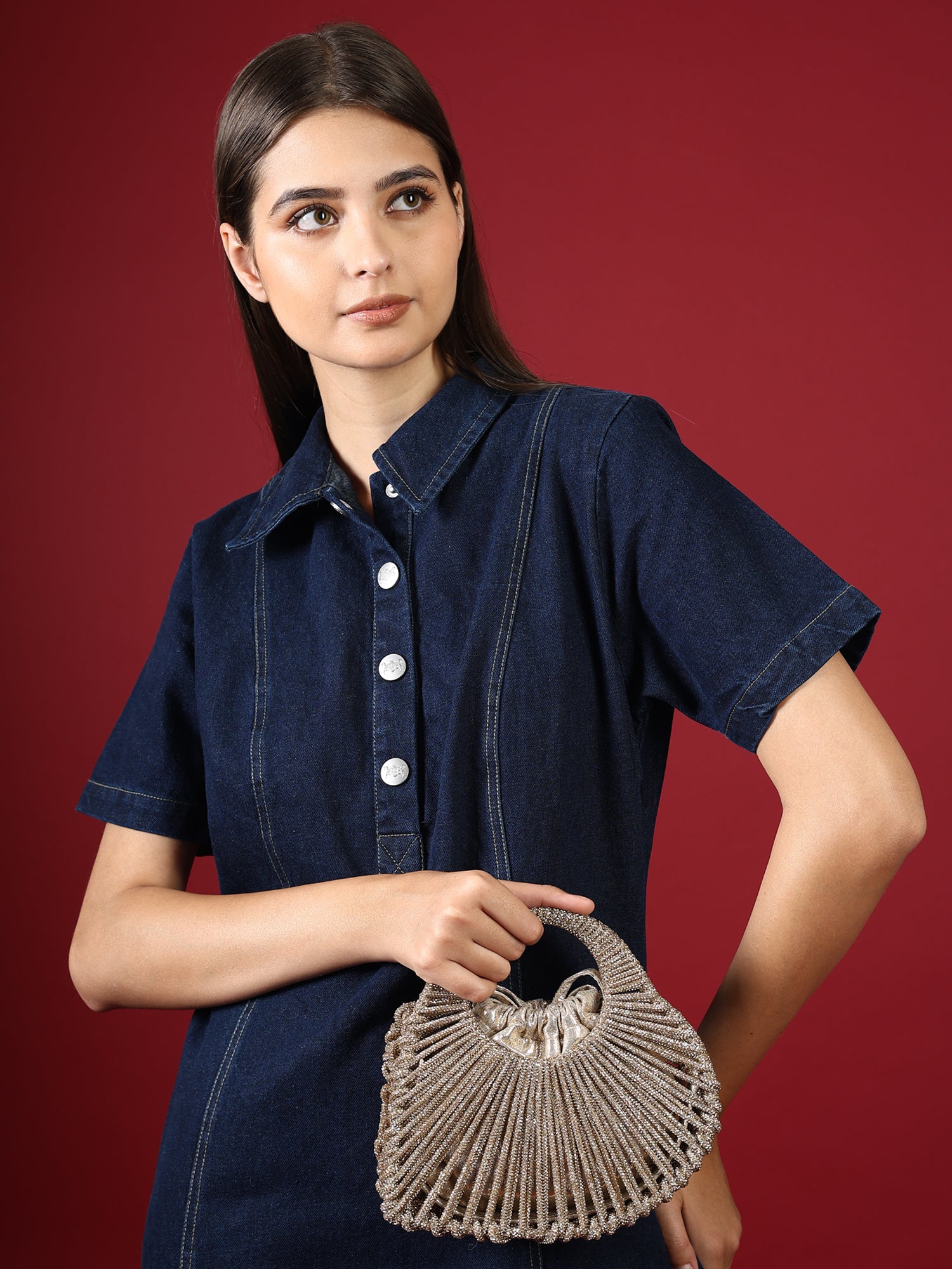 Ruh-e-Dil Golden Beaded Bag