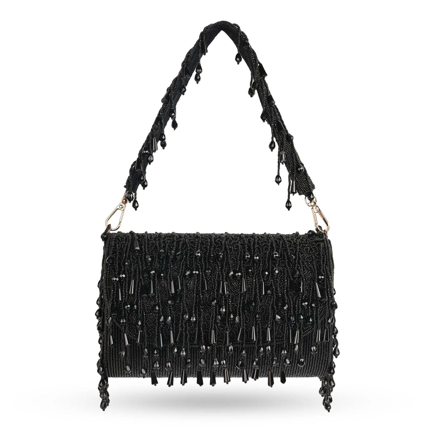 Nisha Black Tassel Flap Bag