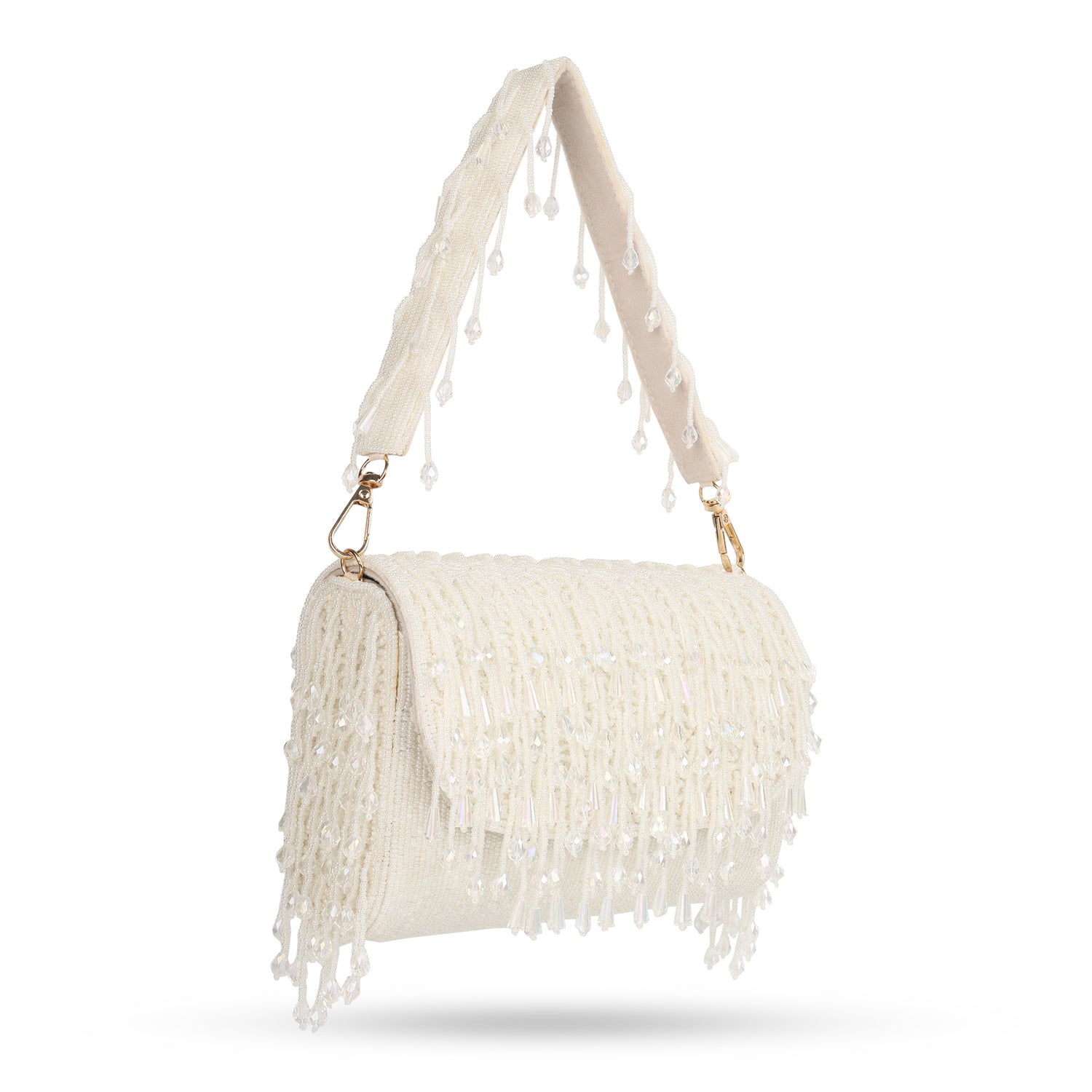 Nisha White Tassel Flap Bag