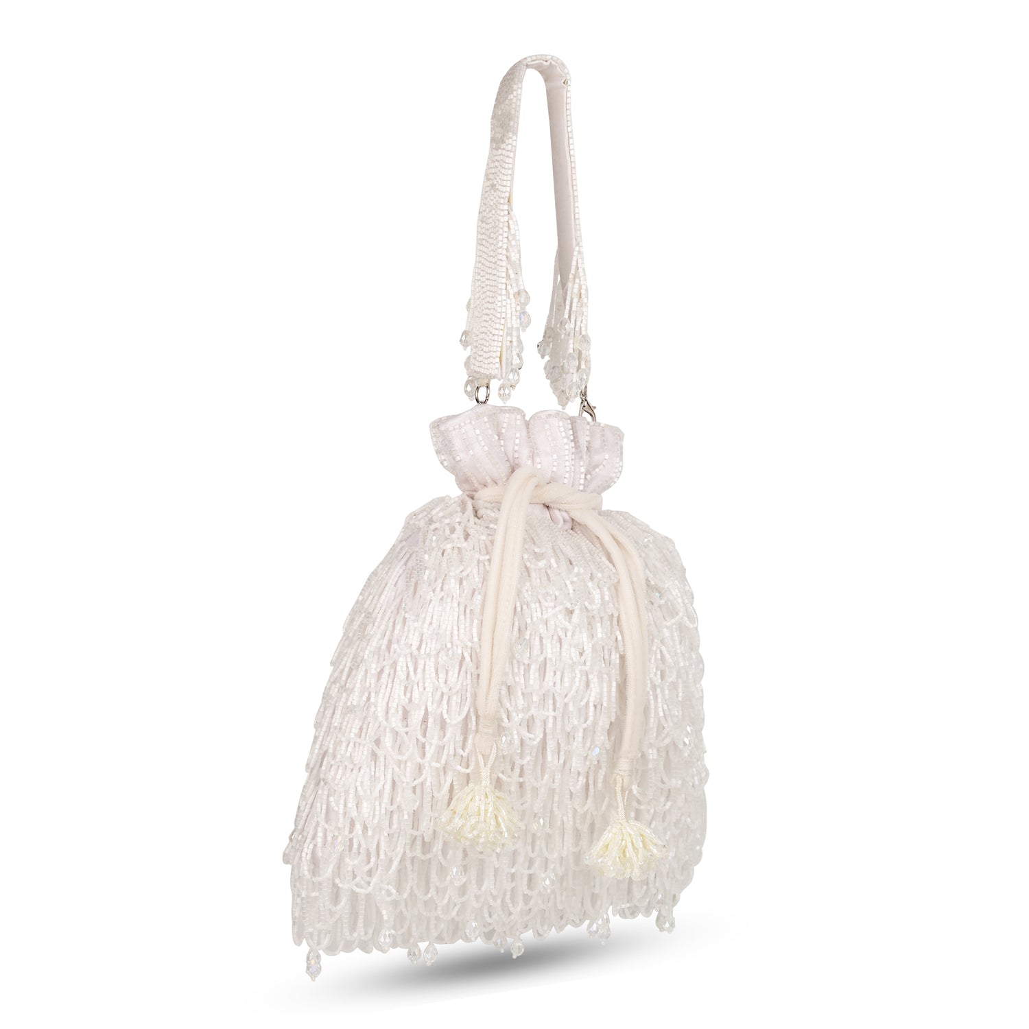 Mridula-White Cutdana Hand Embroidred Potli Bag