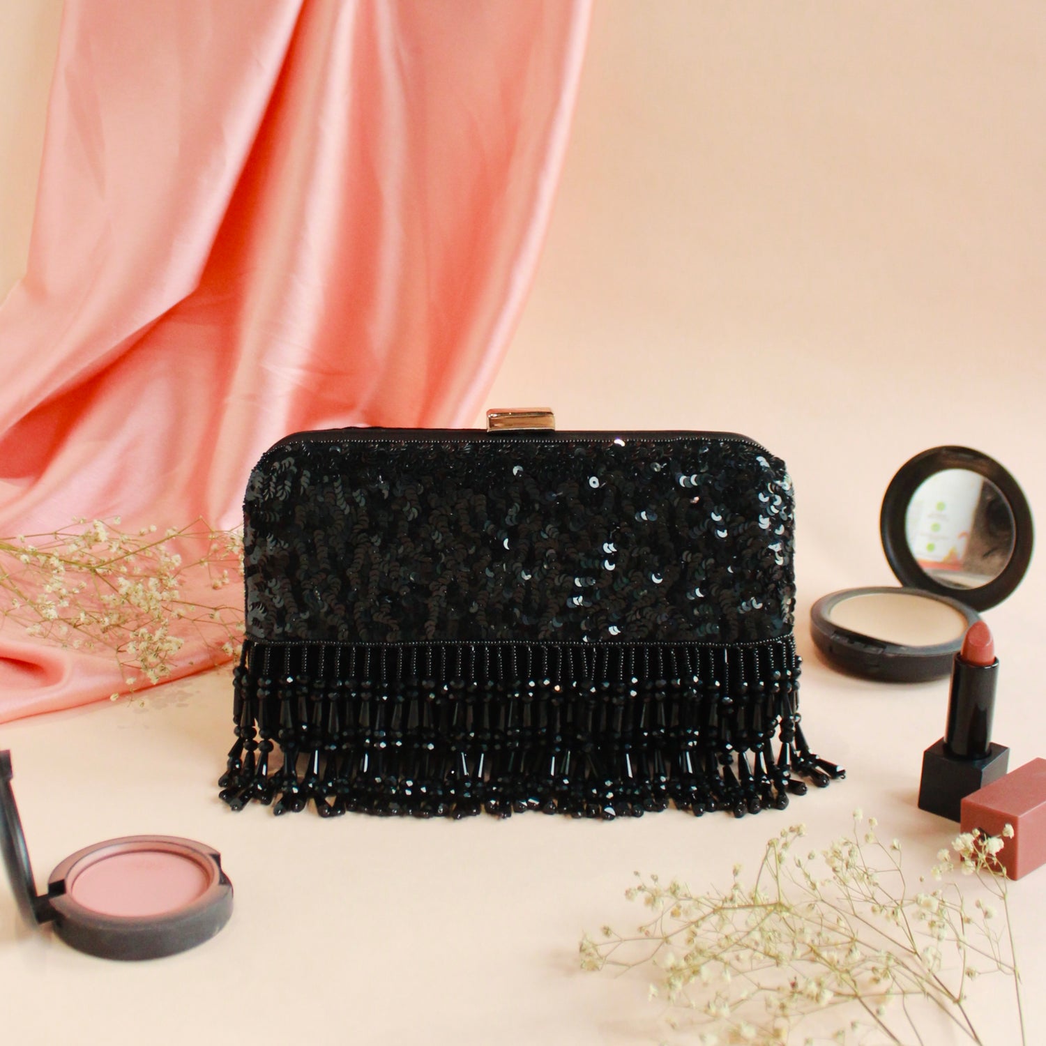 Noor-E-Sham Black Velvet Clutch
