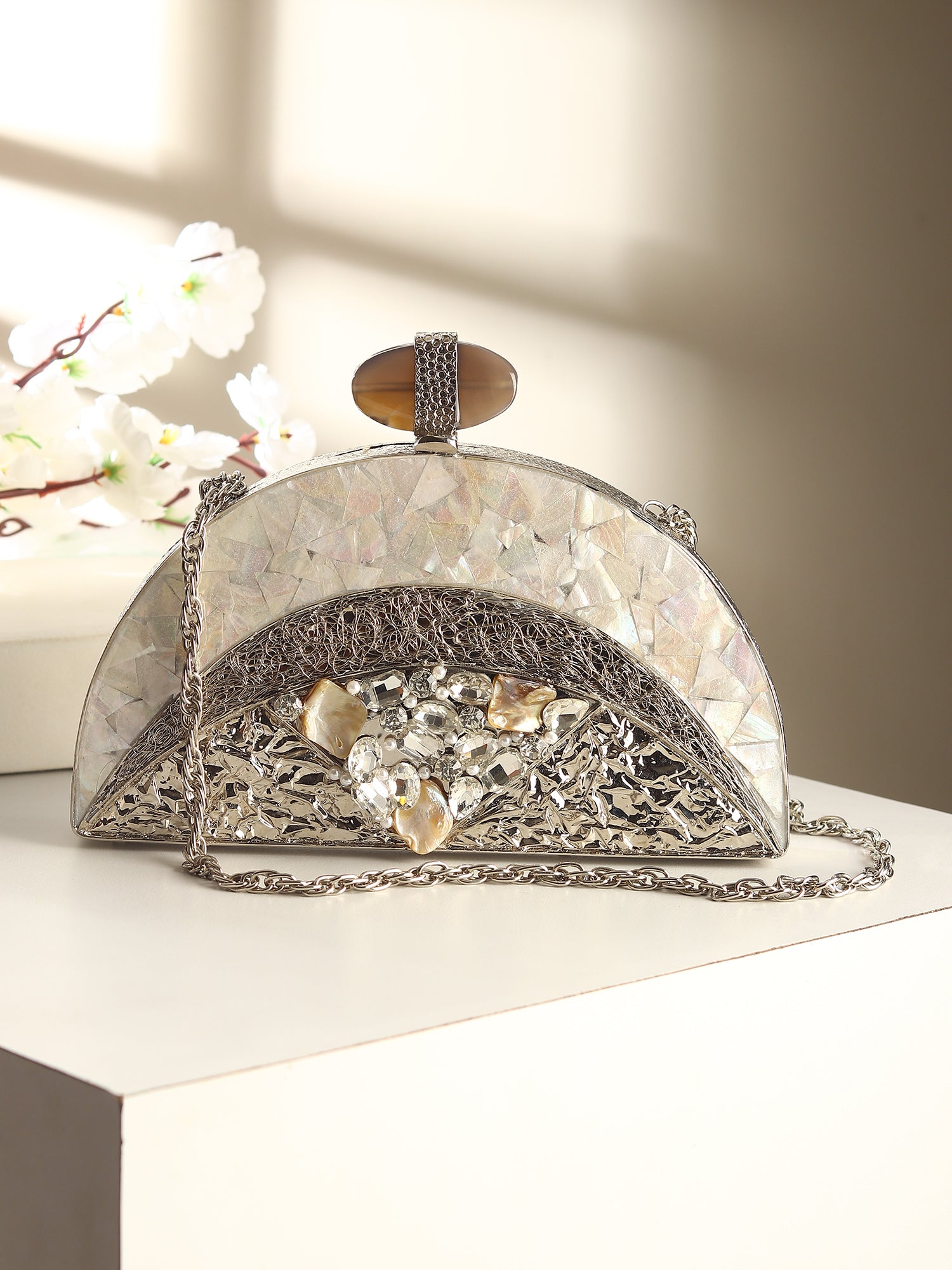 Inara Silver Clutch