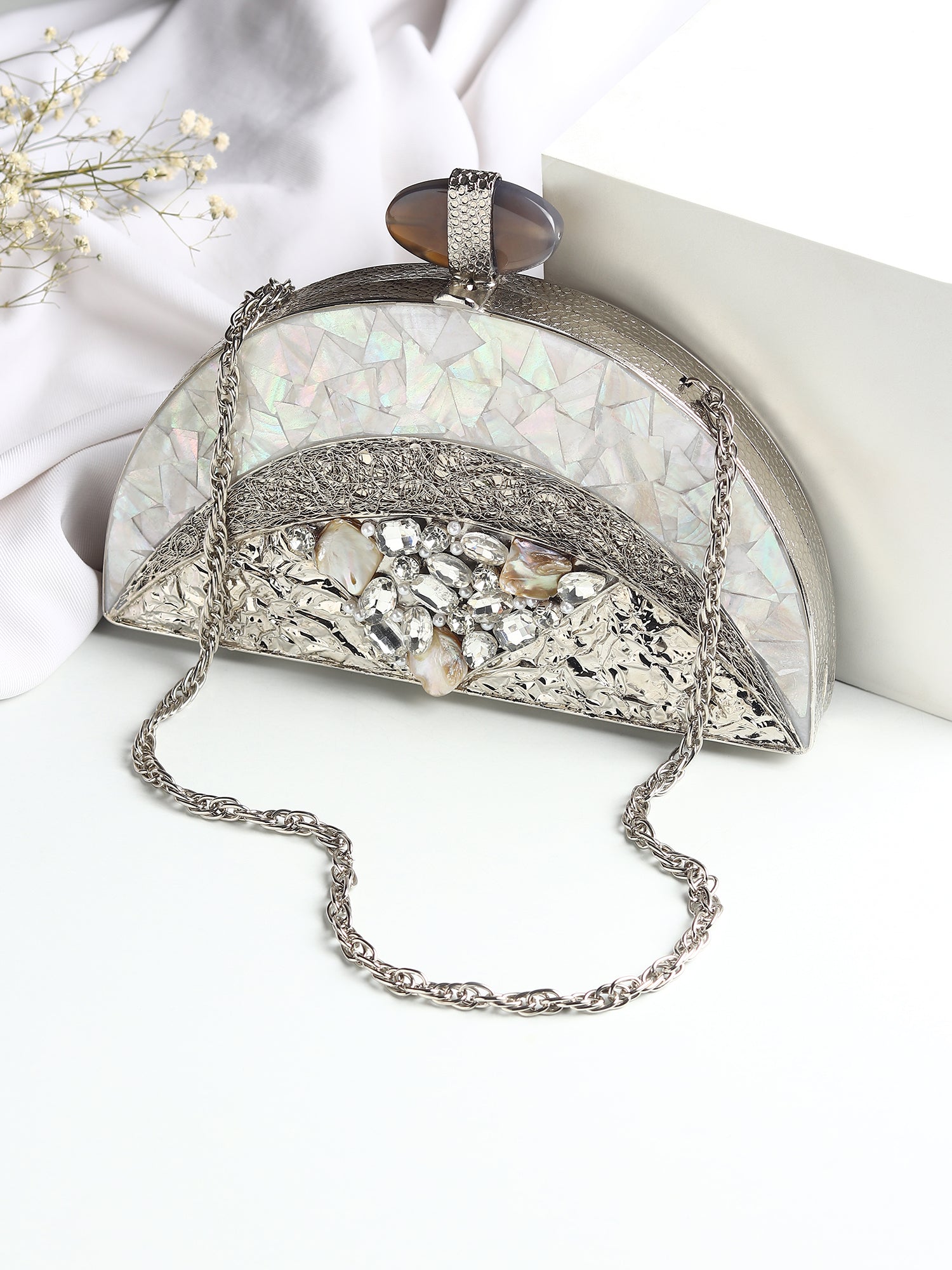 Inara Silver Clutch