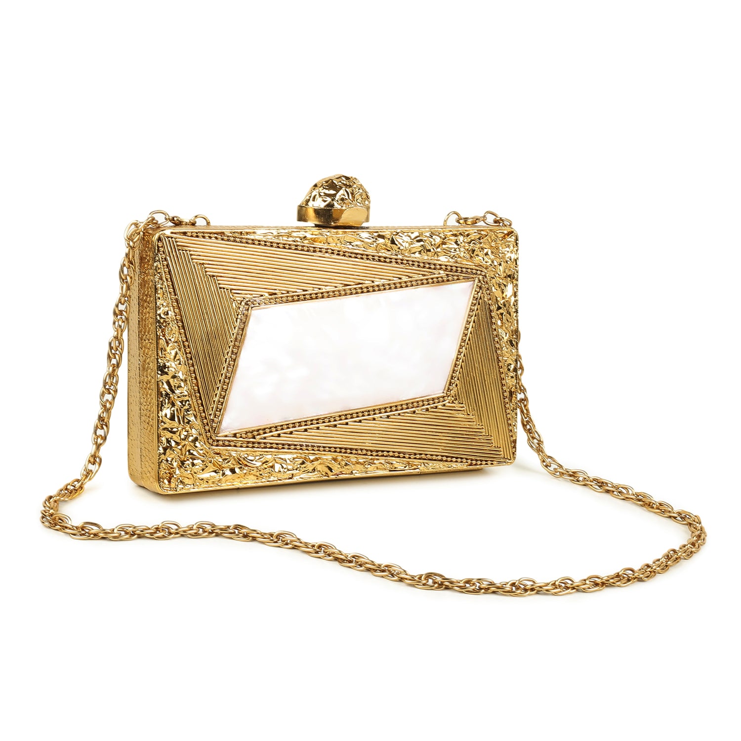 Aurum Golden Mother Of Pearl Clutch