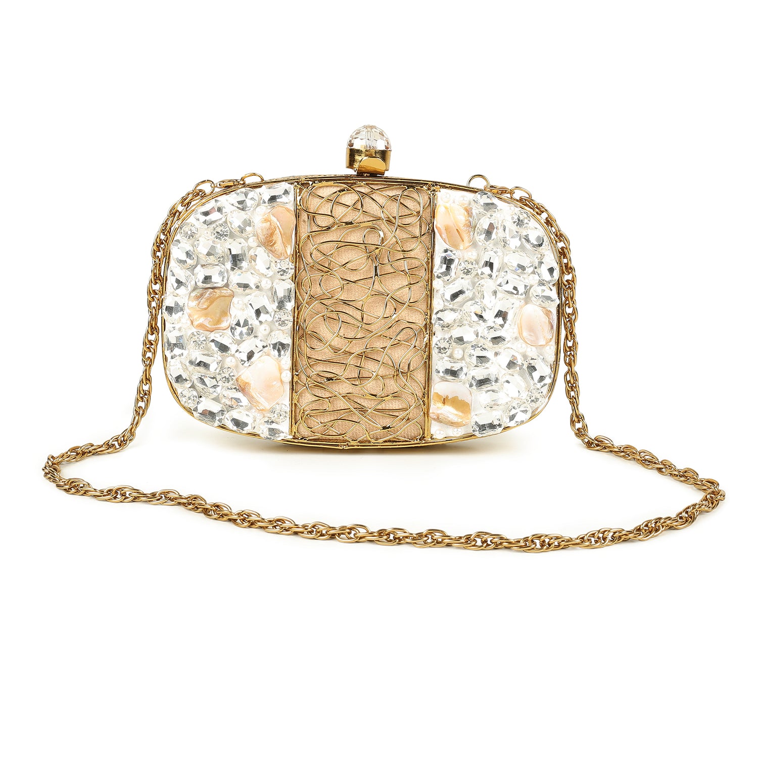 Serena Golden Mother Of Pearl Bag