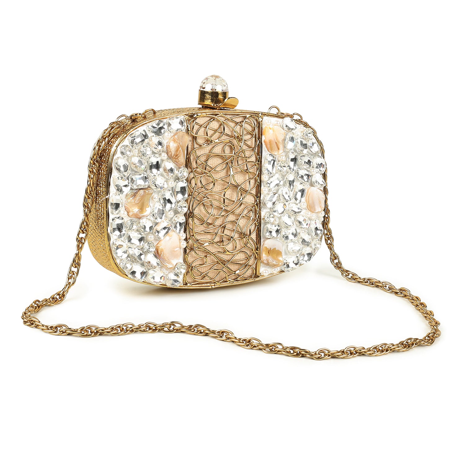 Serena Golden Mother Of Pearl Bag