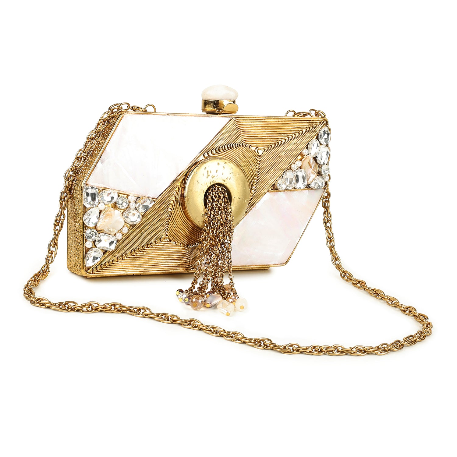 Eclat Golden Mother Of Pearl Clutch