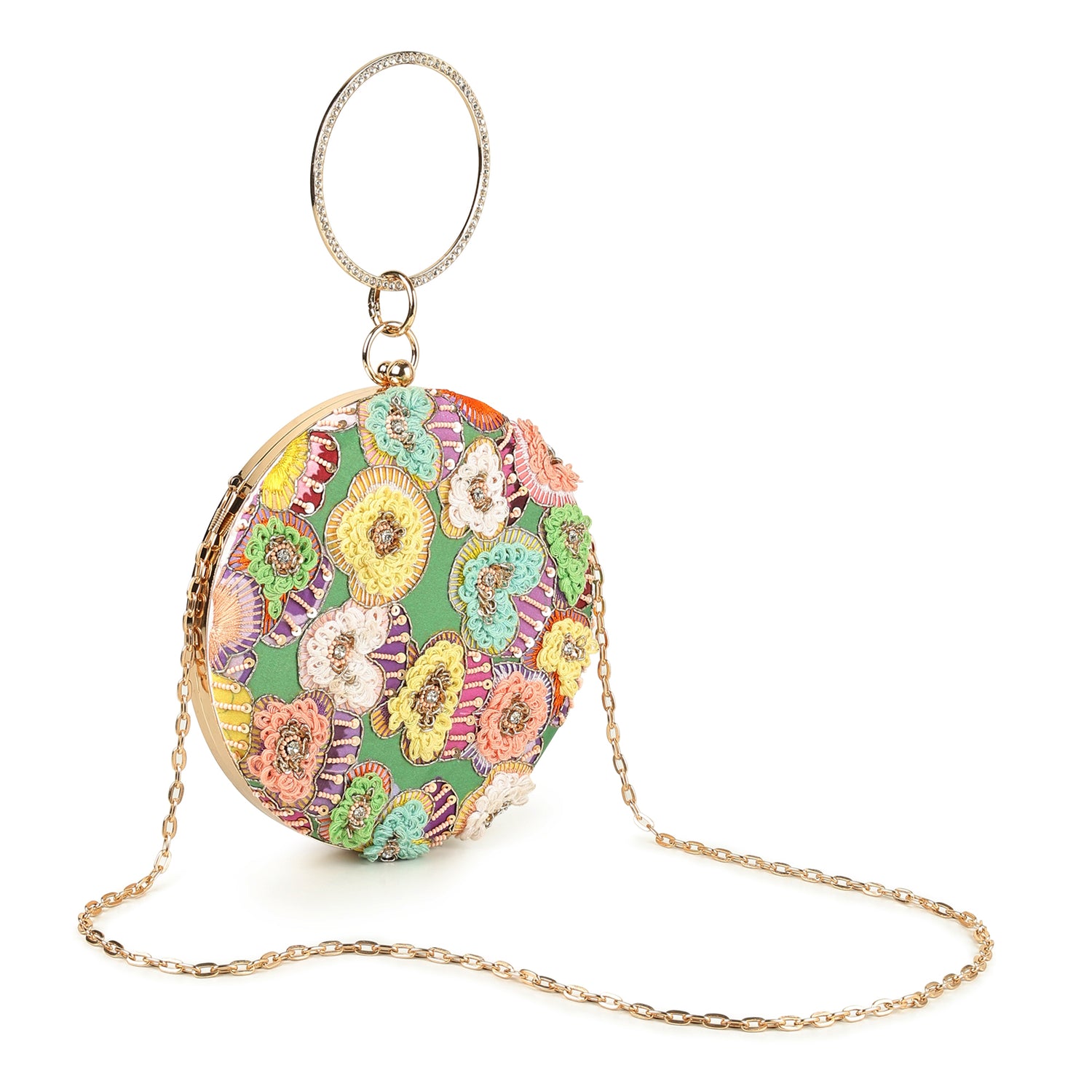 Harini Round Hand Embroidered Clutch Bag