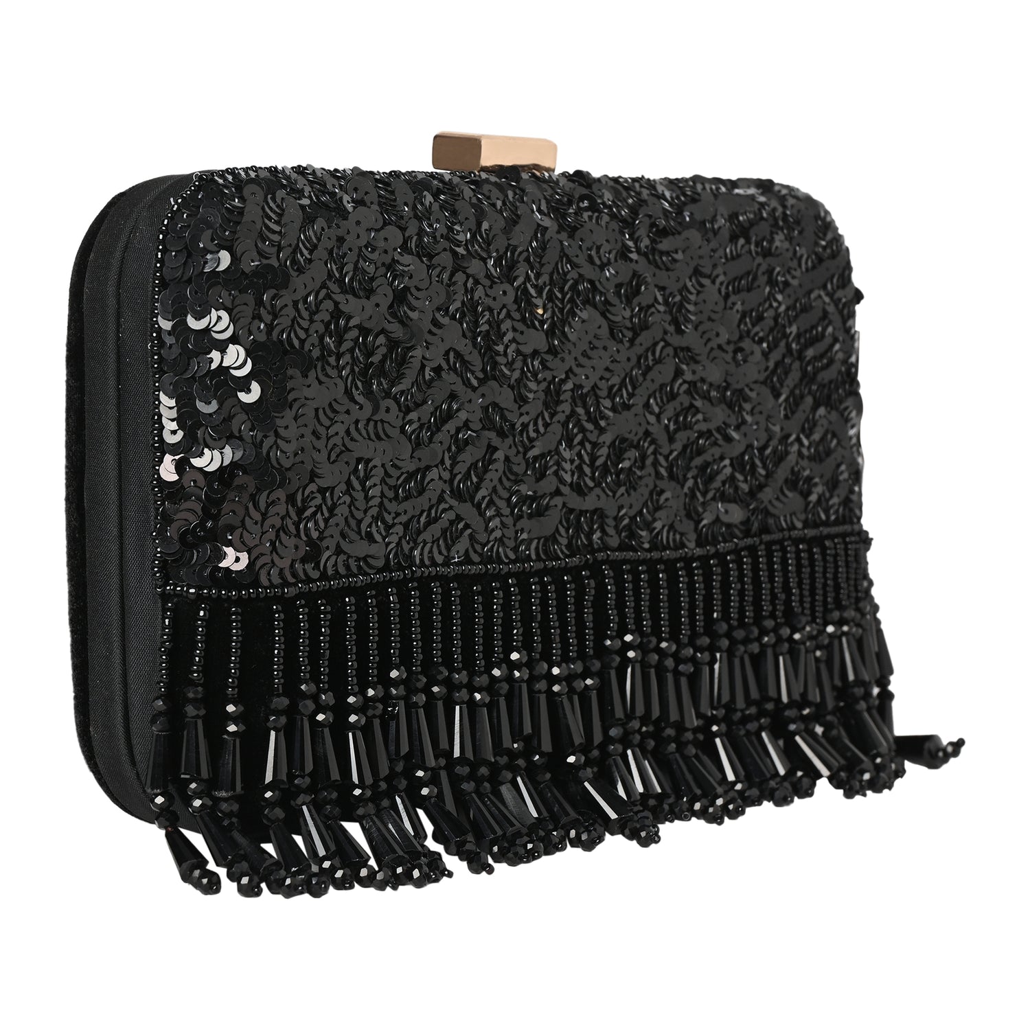Noor-E-Sham Black Velvet Clutch