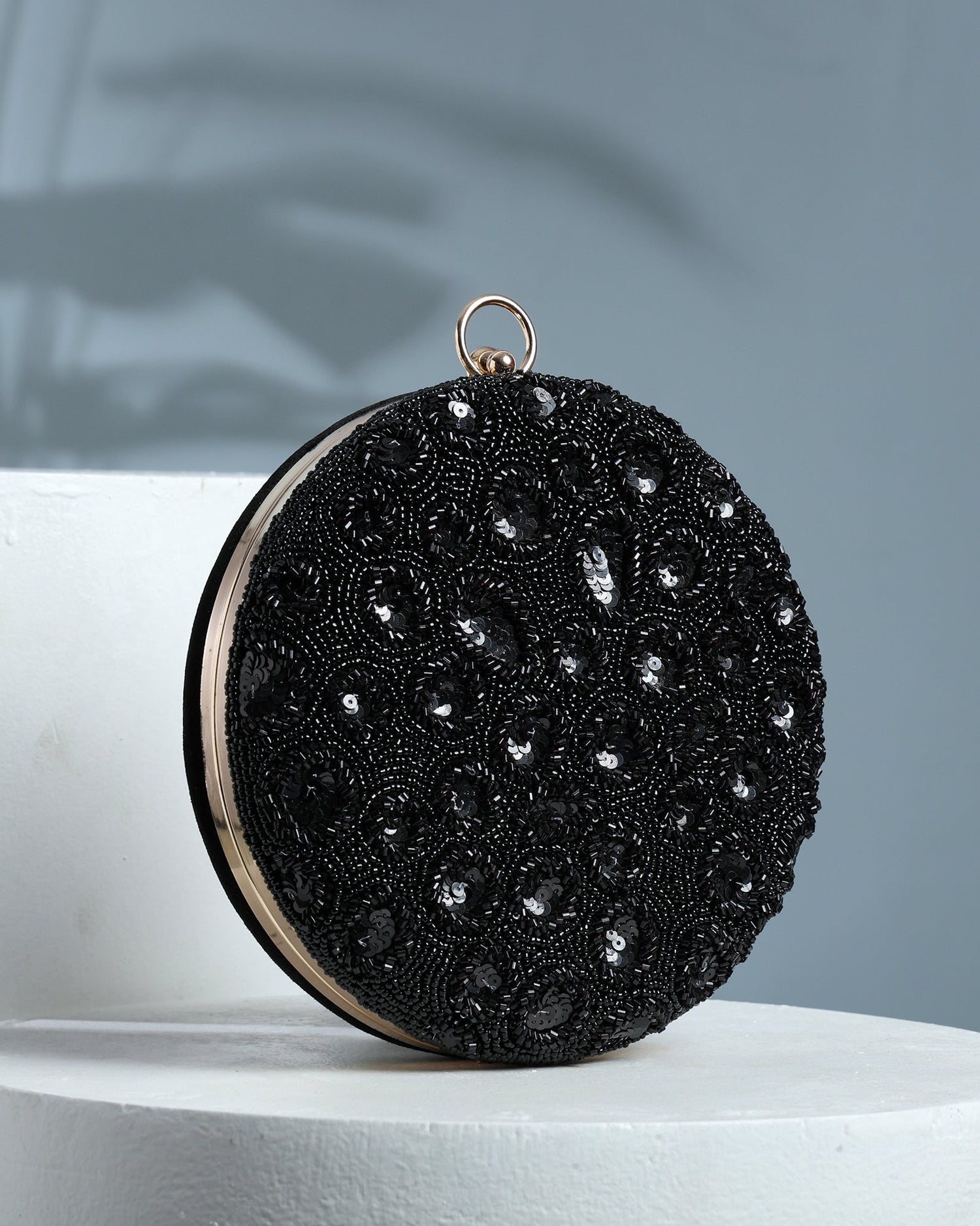 Midnight black Round Clutch