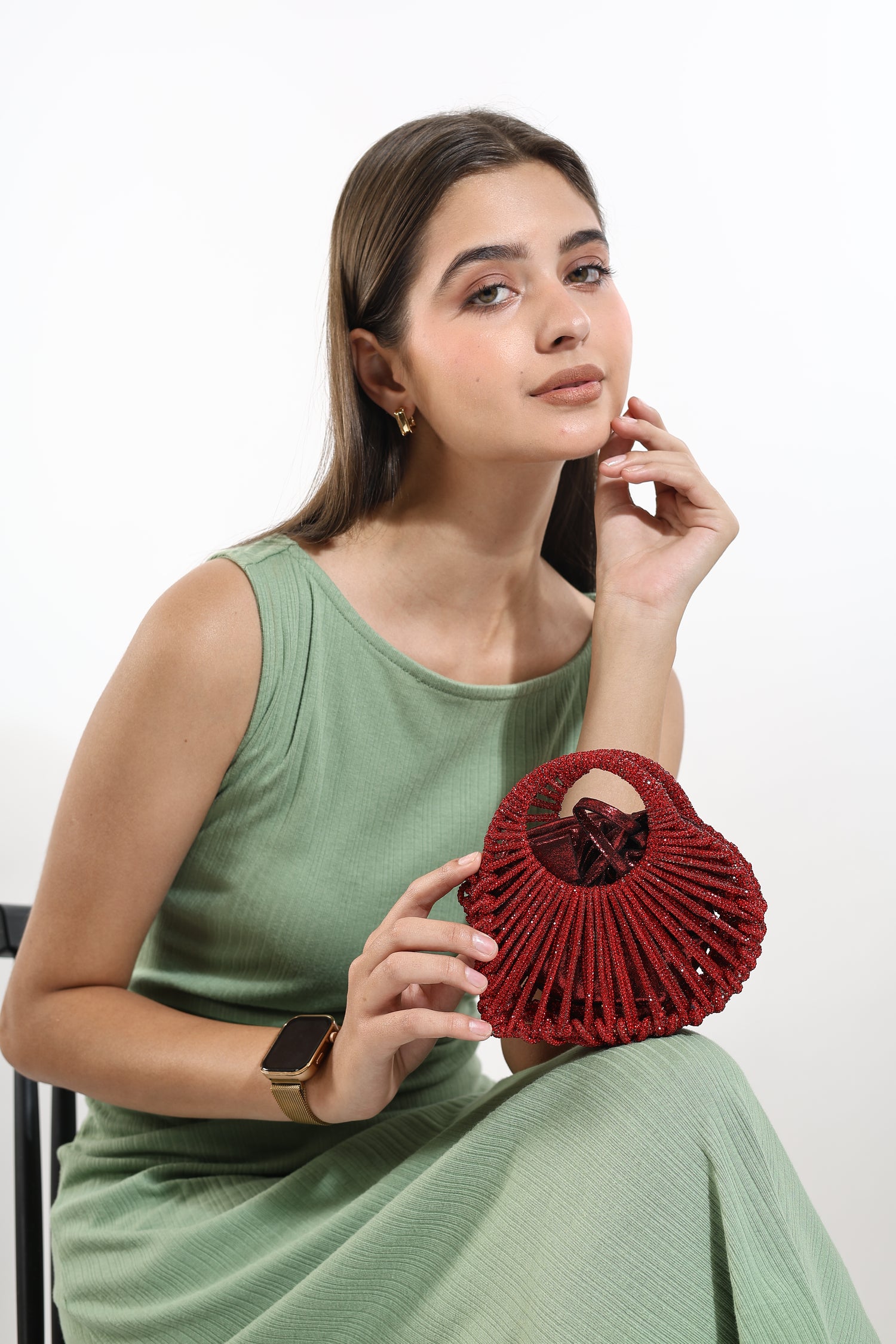 Sahiba Red Mini Beaded Bag