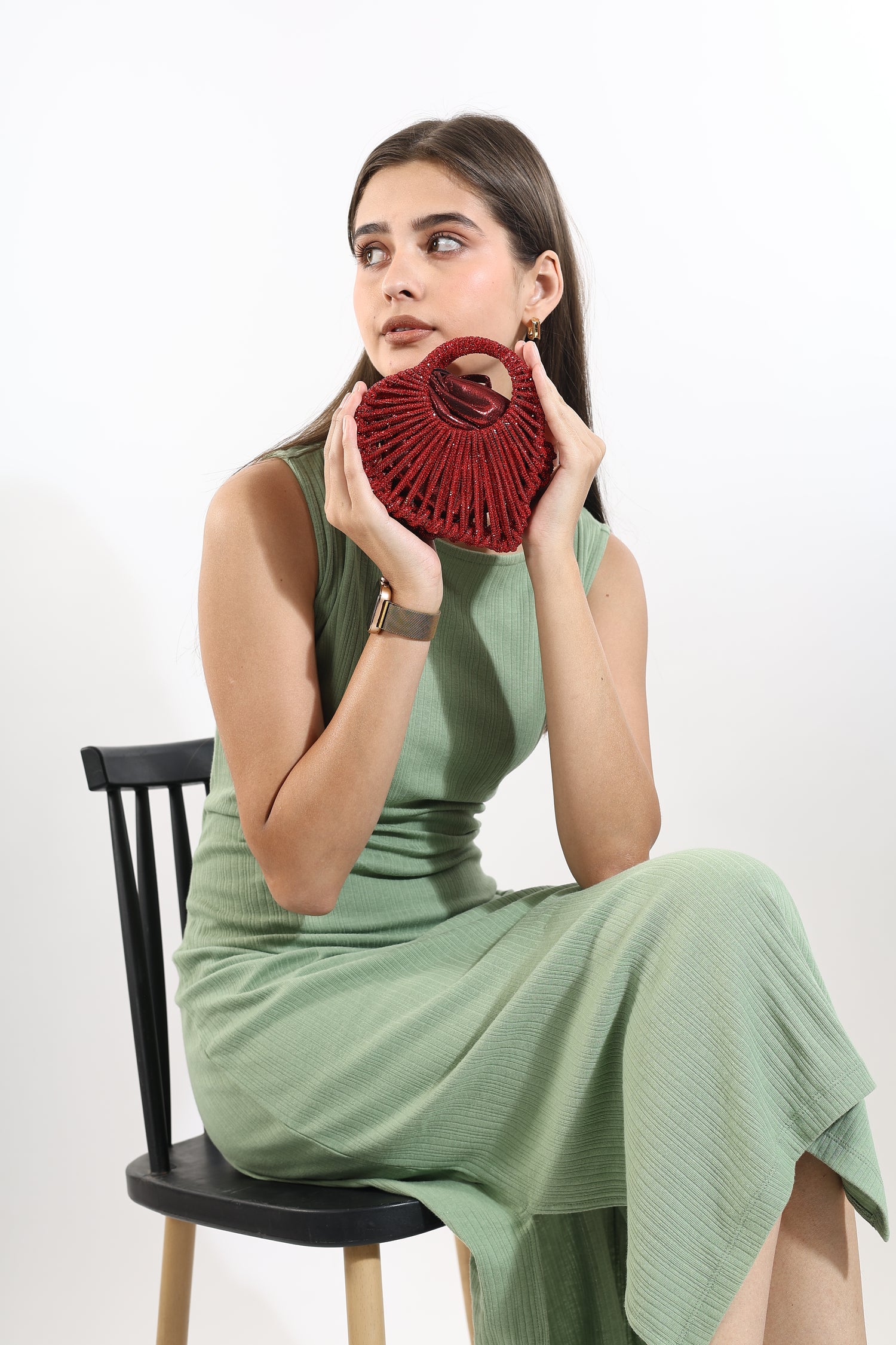 Sahiba Red Mini Beaded Bag