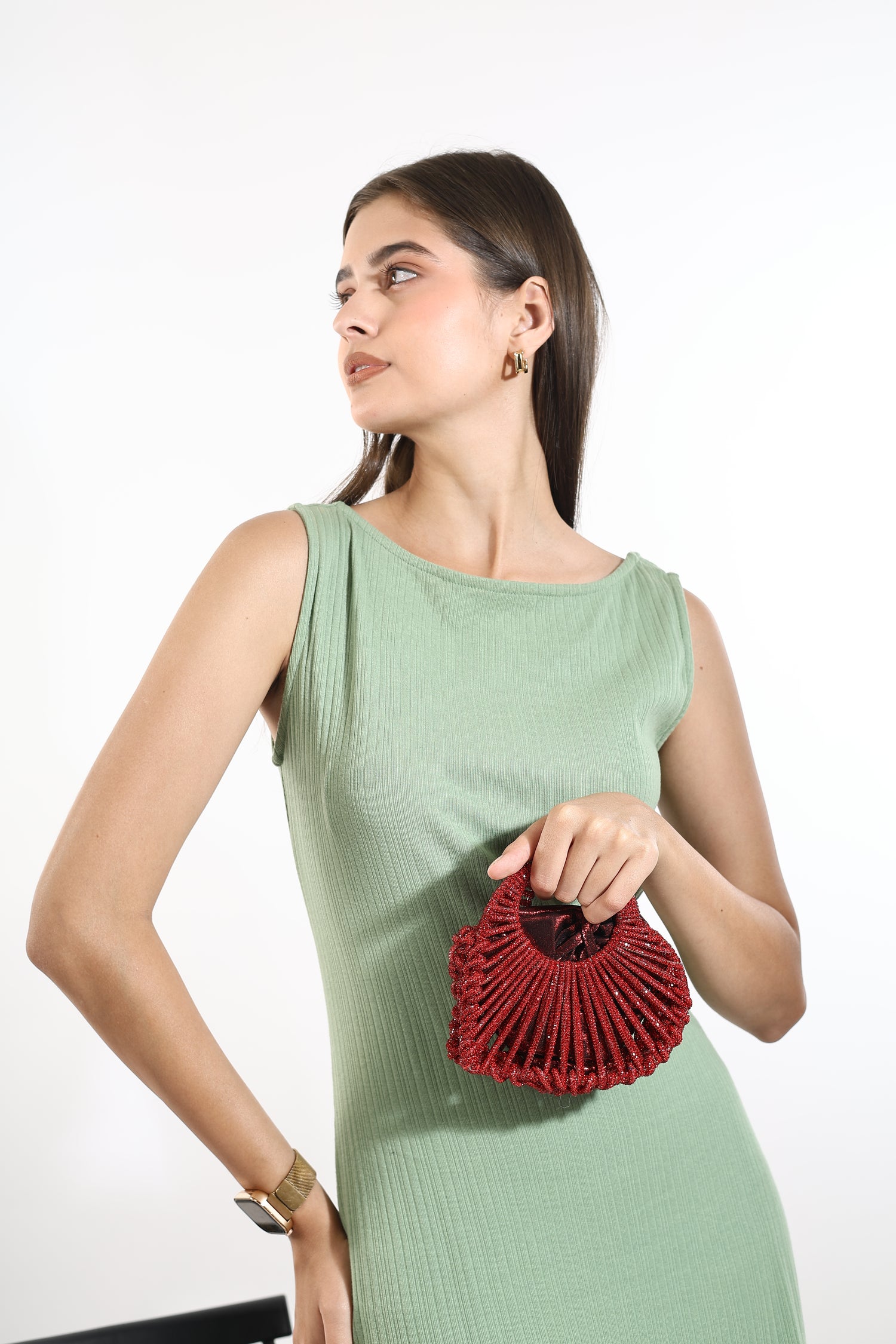 Sahiba Red Mini Beaded Bag