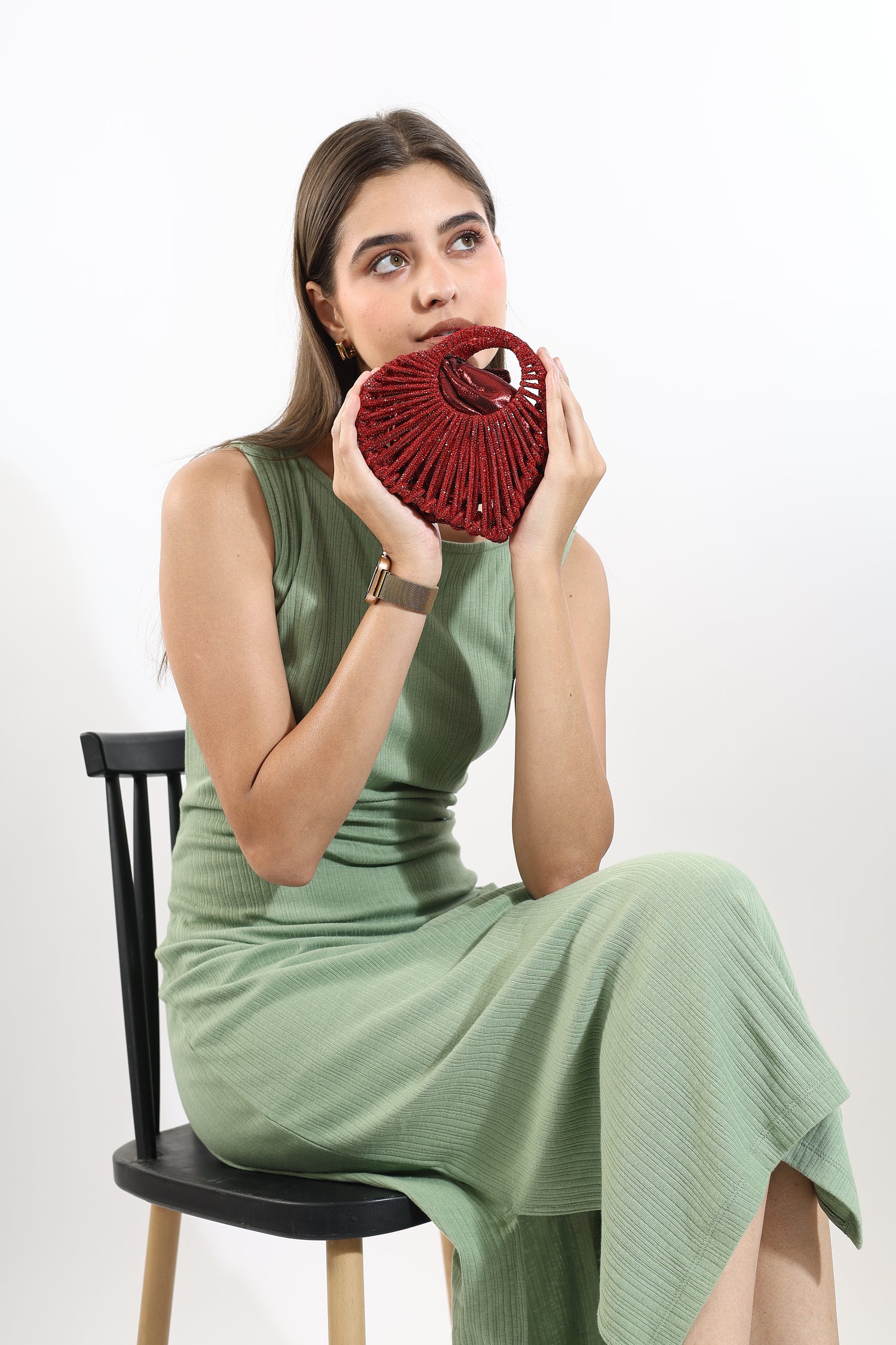 Sahiba Red Mini Beaded Bag