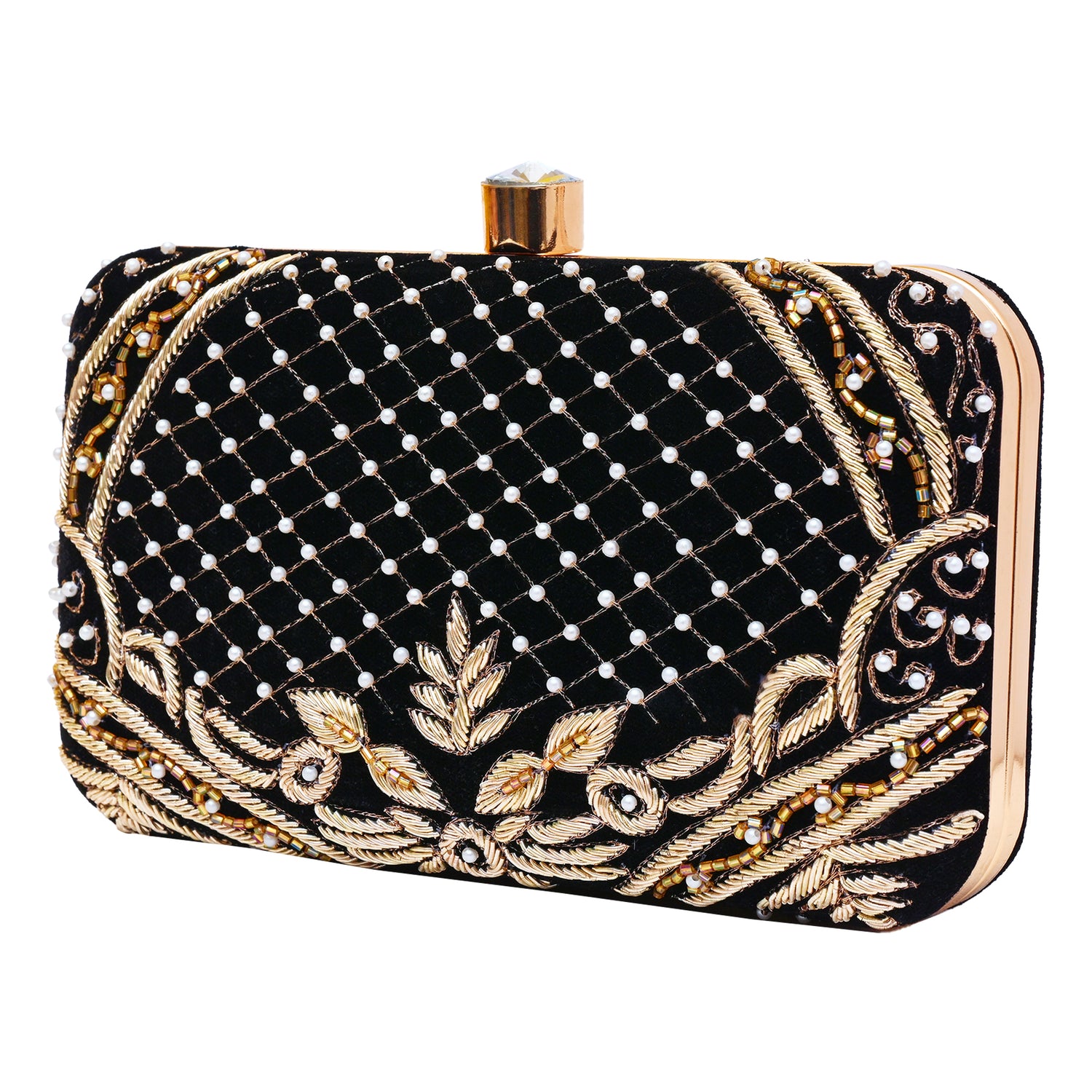 AAFREEN VELVET EMBROIDERED CLUTCH