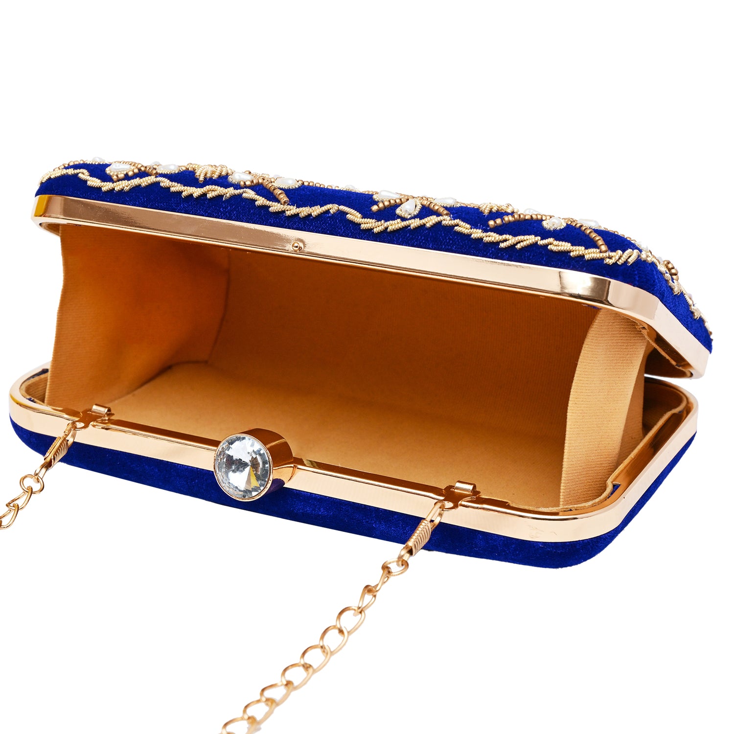 Royal Blue Customised Velvet Clutch – “Best Mom” Edition