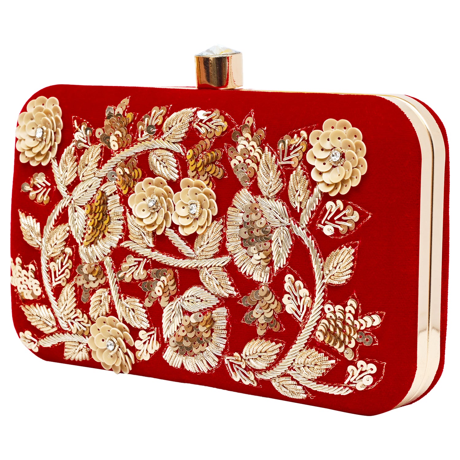 GULNAAR RED VELVET CLUTCH