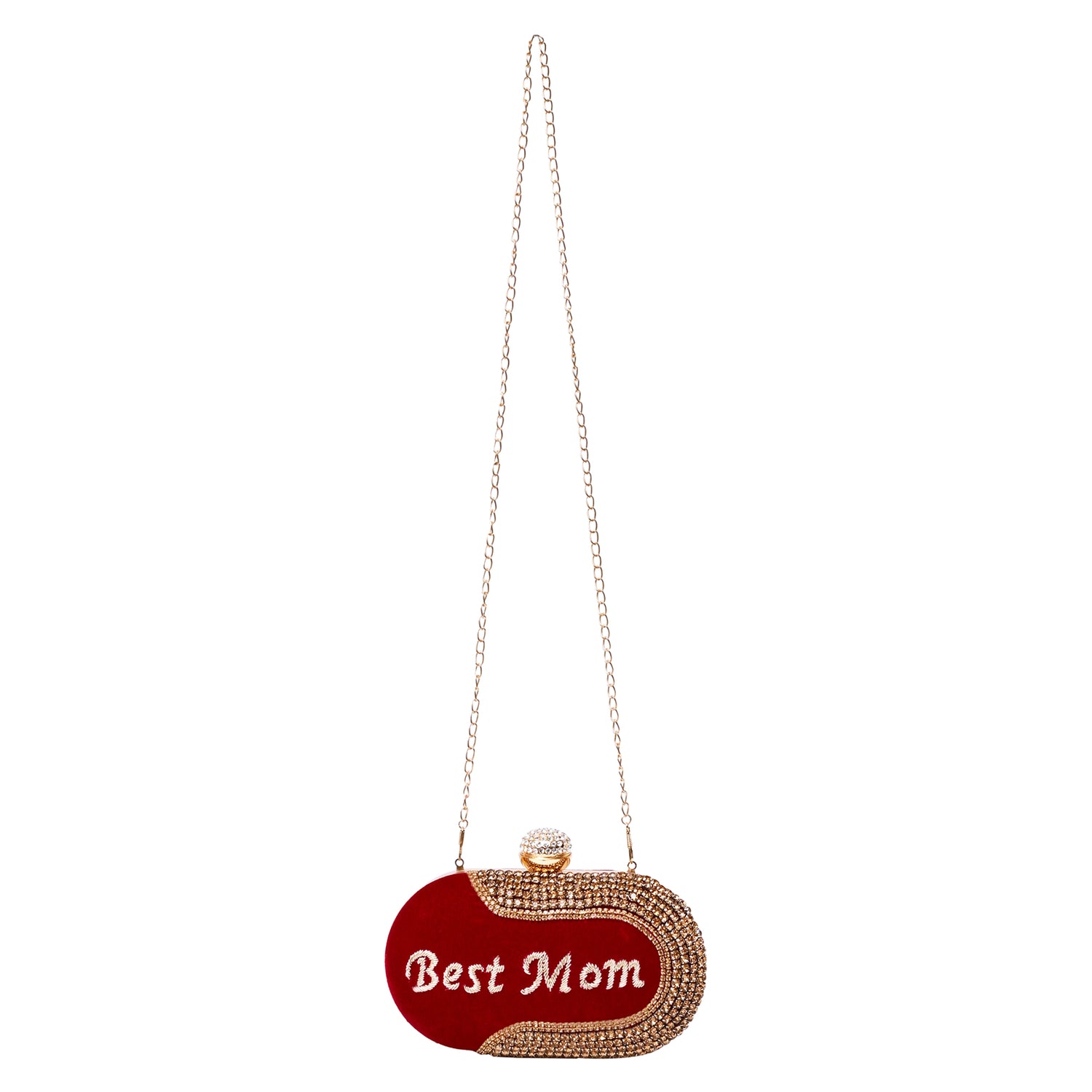 Best Mom Personalized Red Oval Clutch Bag