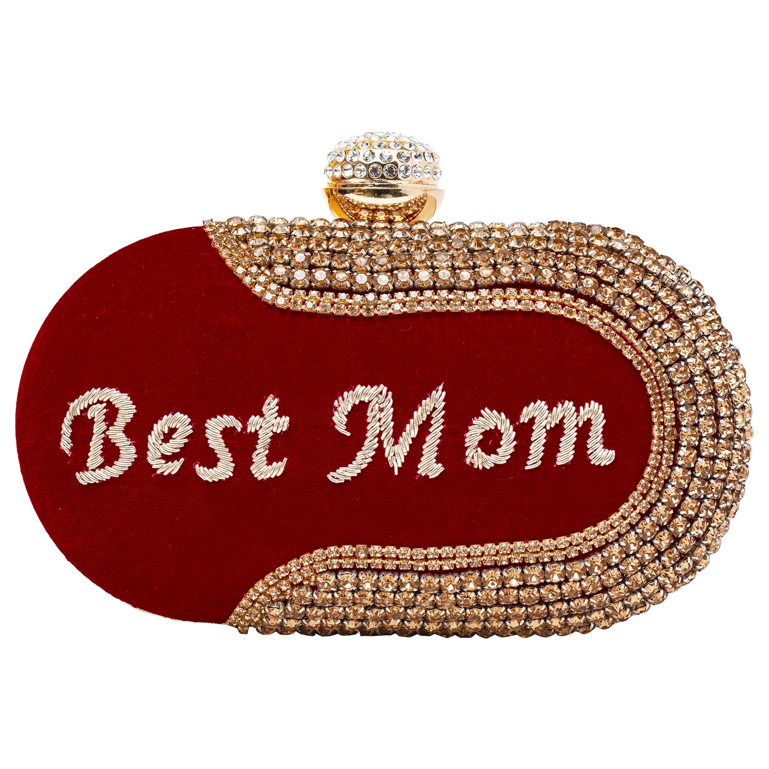 Best Mom Personalized Red Oval Clutch Bag