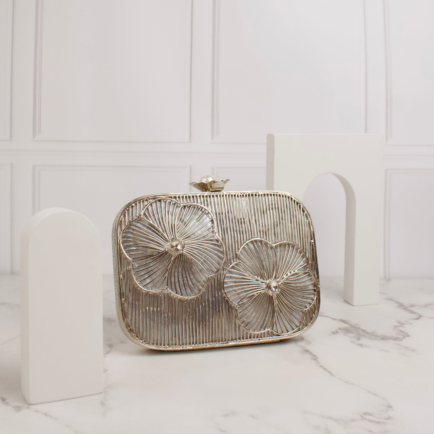 Petalia Silver Brass Clutch