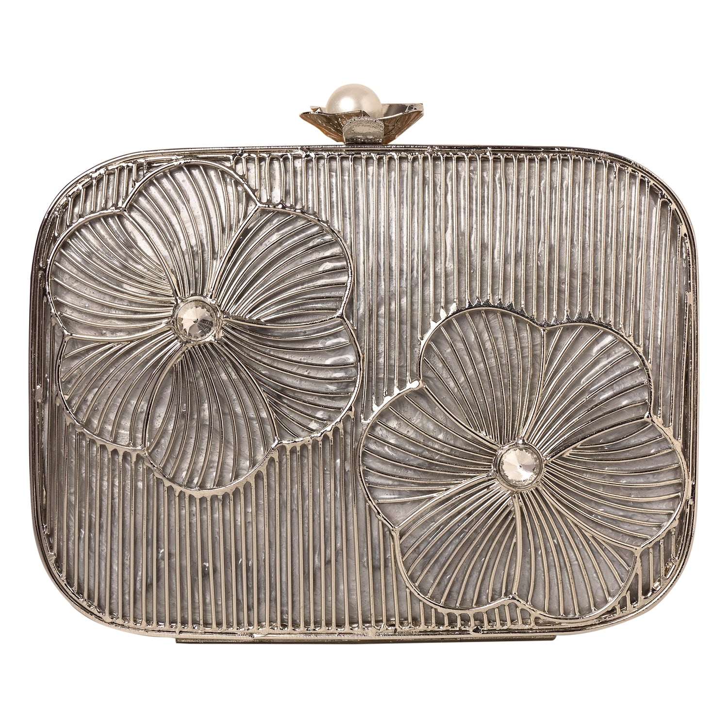 Petalia Silver Brass Clutch