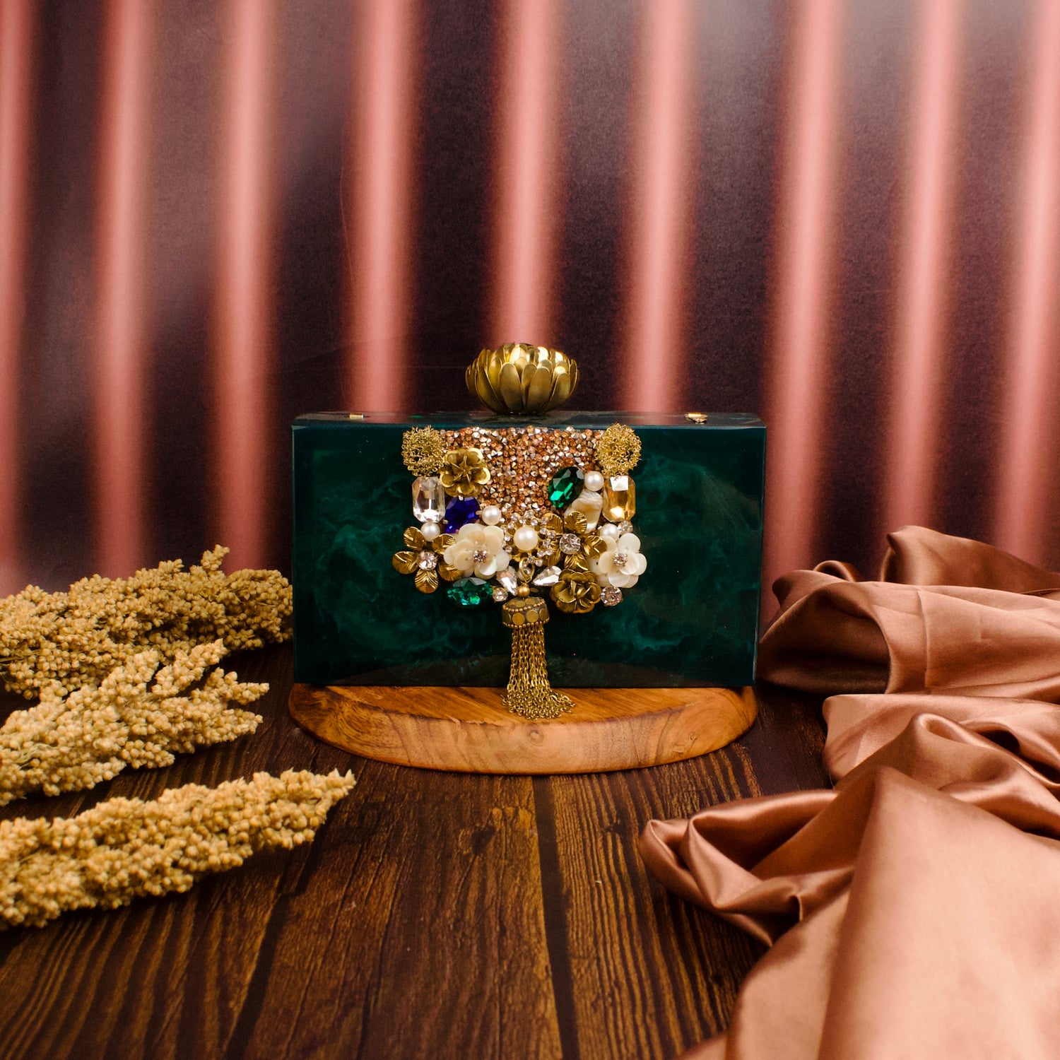 LumiRose Green Resin Clutch
