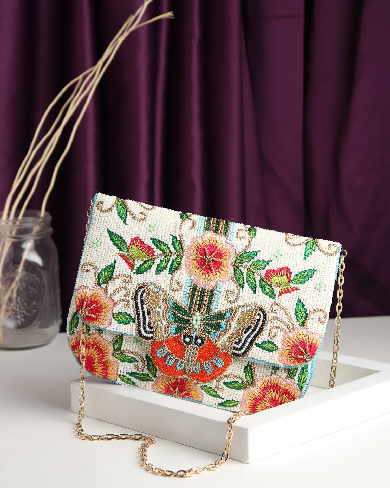 Bahaar white flap bag