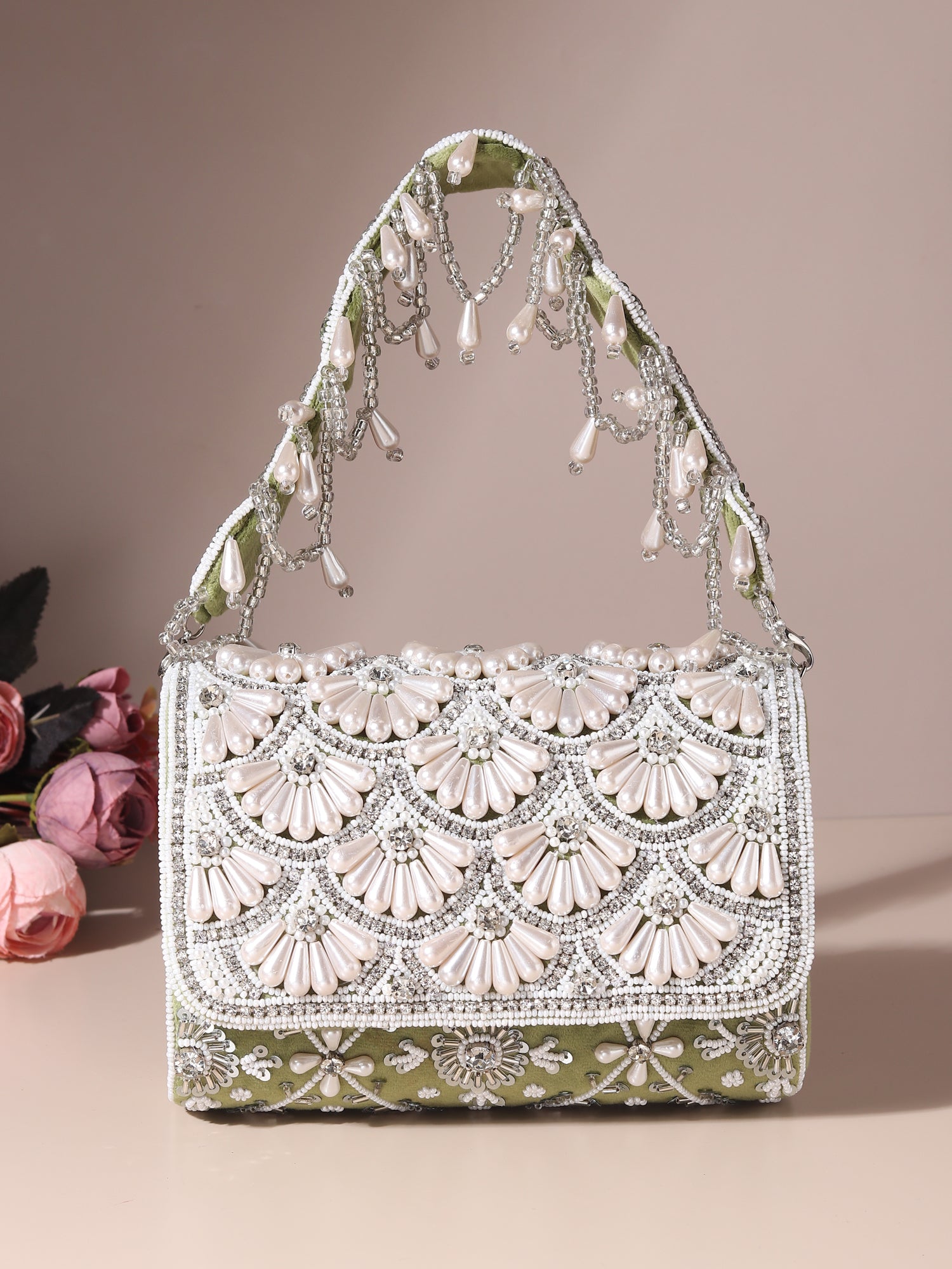 Noorani Beige Flap Bag
