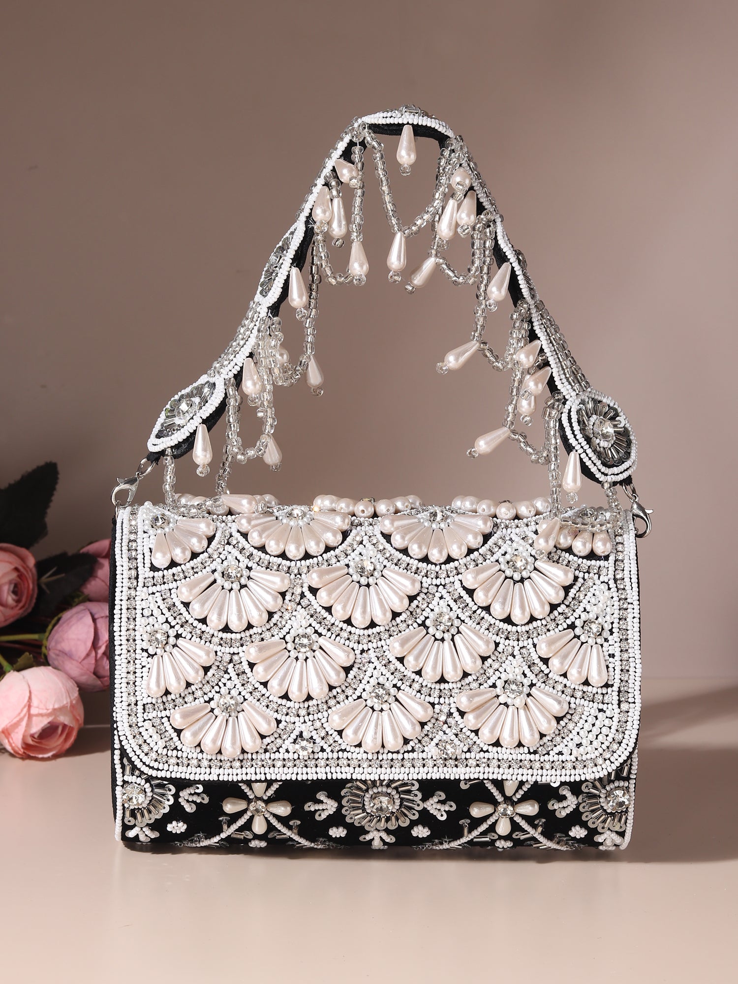 Noorani Beige Flap Bag