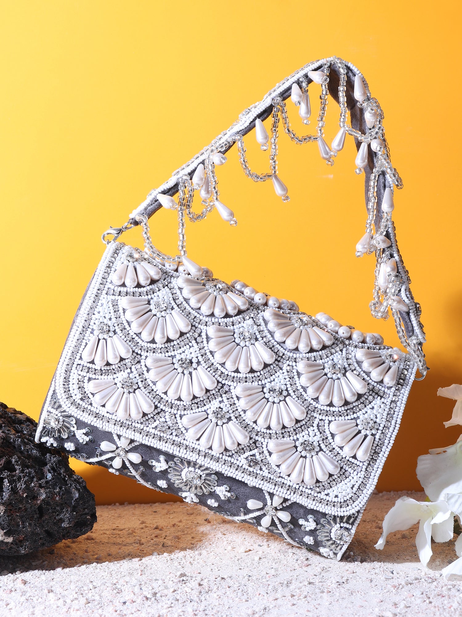 Noorani Beige Flap Bag