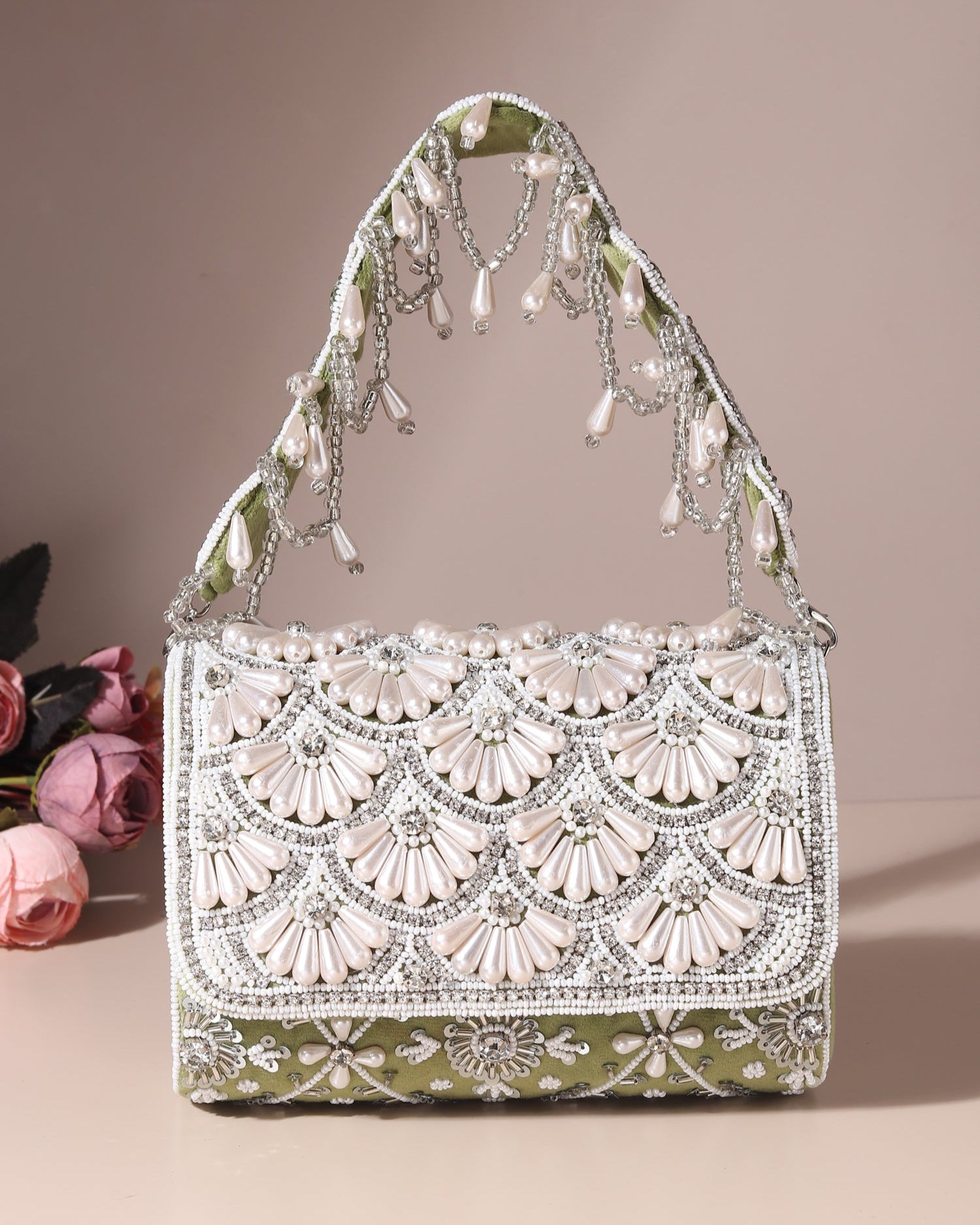 Noorani green flap bag