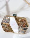 Saaz Golden Mother Of Pearl Clutch