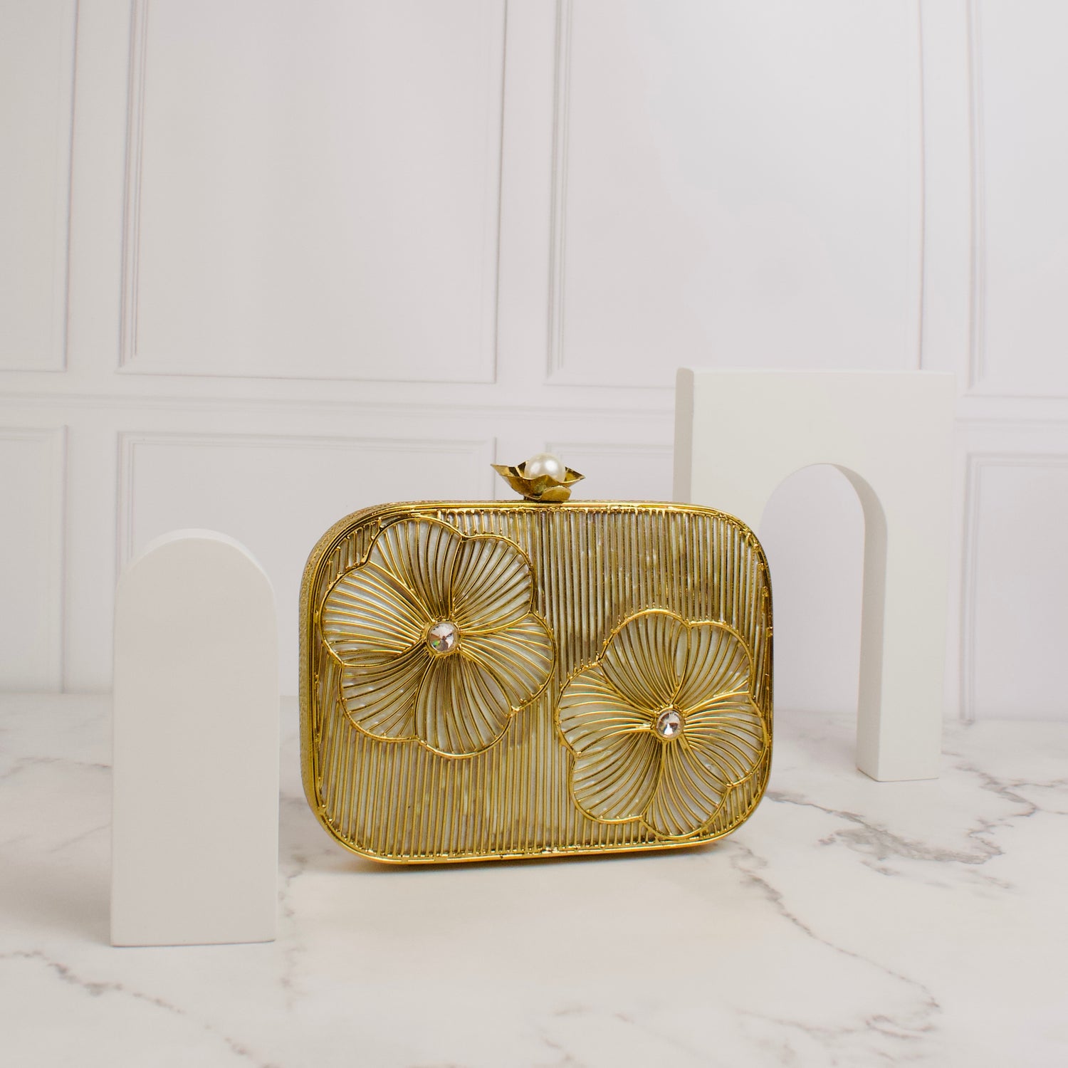 Petalia Silver Brass Clutch