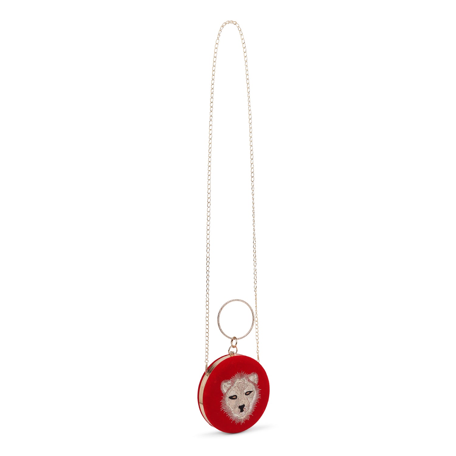 Leo Red Round Clutch