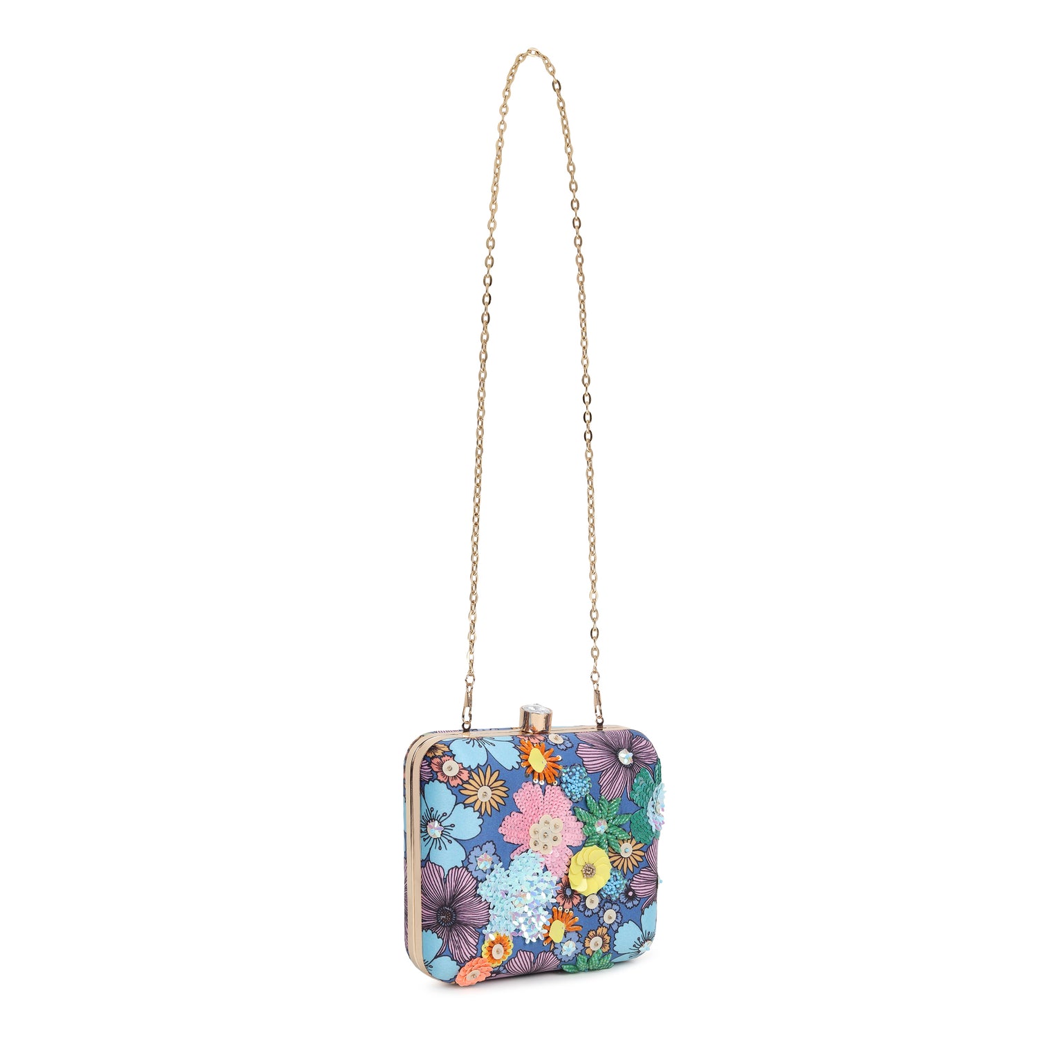 Flora Blue Clutch