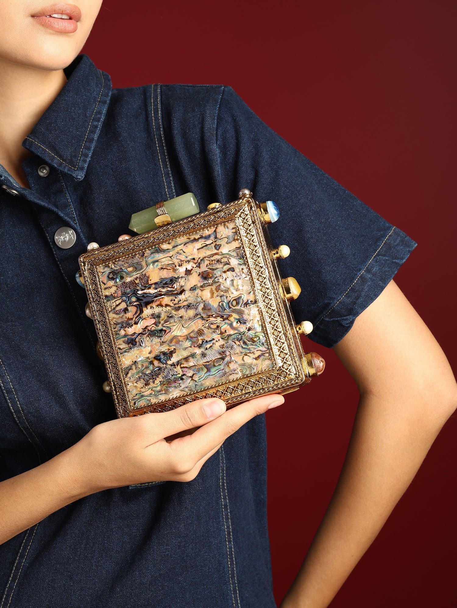 Aabha Golden Clutch